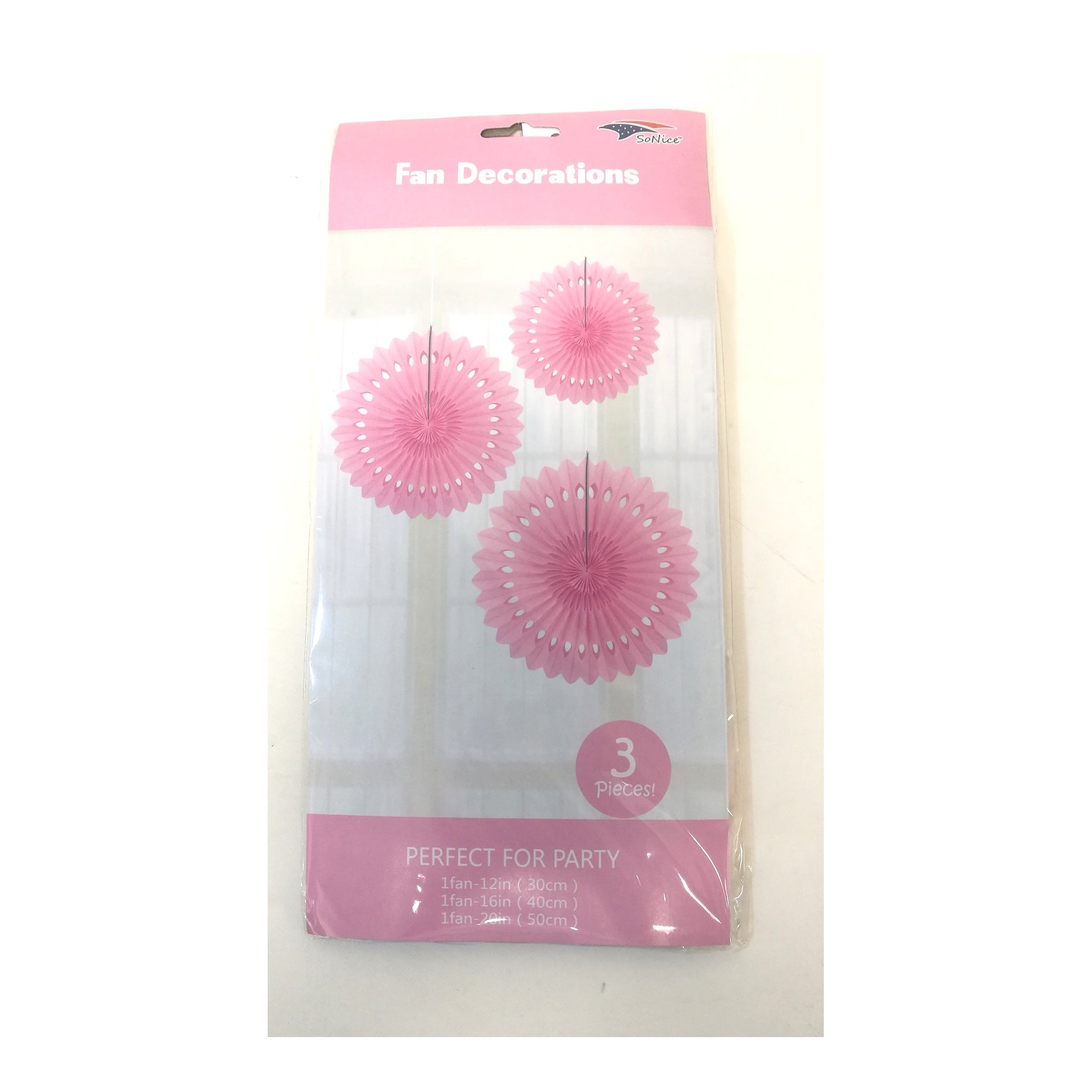 3Pcs Tissue Fans Set Light Pink 120Set/Cs